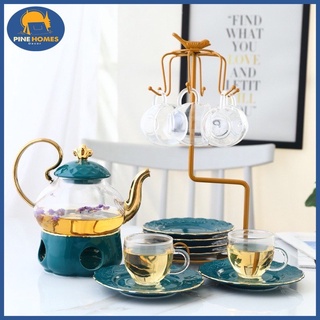 Bộ ấm chén pha trà cốc thuỷ tinh sang trọng