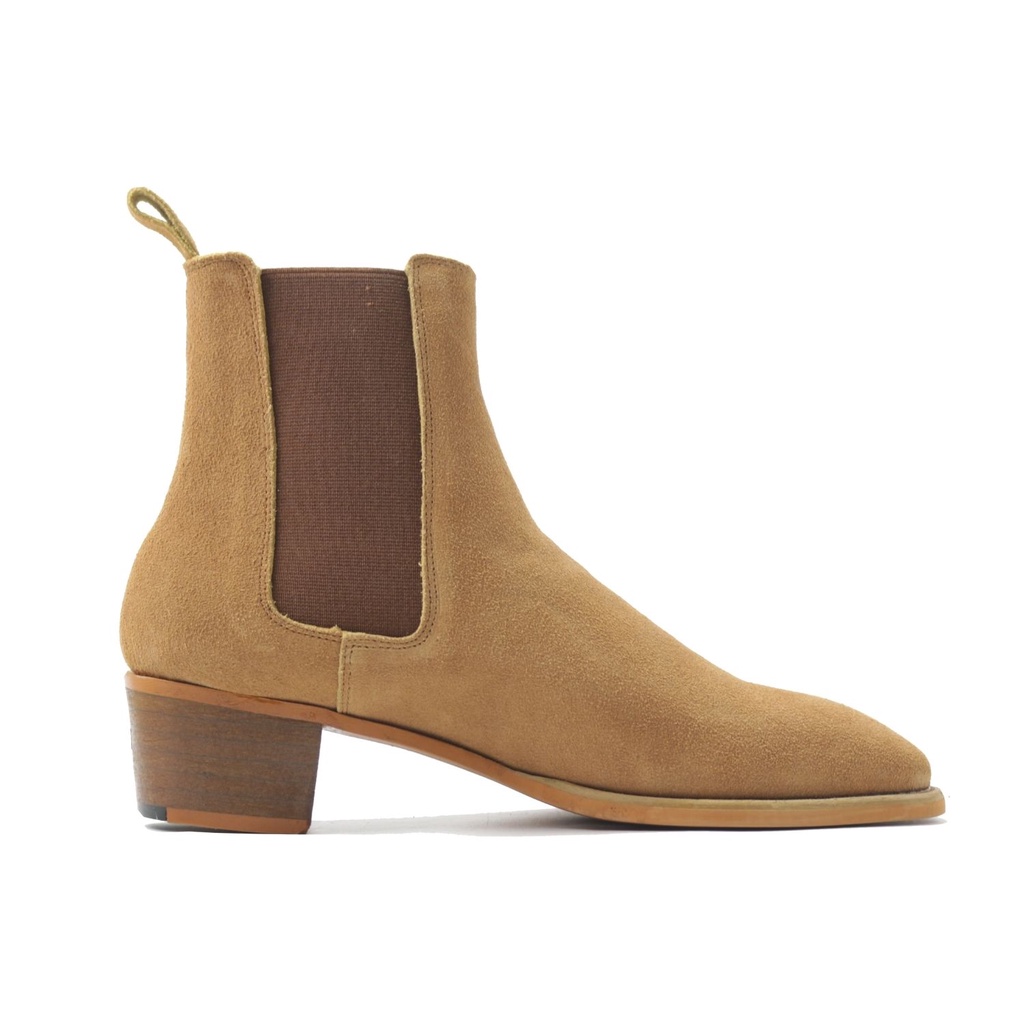 Giày Chelsea boots tobacco da bò cao cấp nhập khẩu handmade August shoes CB21V gót 5cm chính hãng bảo hành 12 tháng