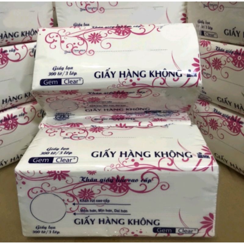 Giấy ăn lụa, giấy rút 3 lớp gói 300 tờ Giấy ăn lụa