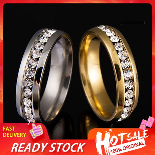 Nhẫn Đính Hôn Bằng Thép Titan Đính Đá Lấp Lánh Cho Cặp Đôi