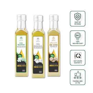 Combo Dầu ép lạnh hạt nguyên chất Hena Happy Oil giàu dinh dưỡng Omega 3,6,9