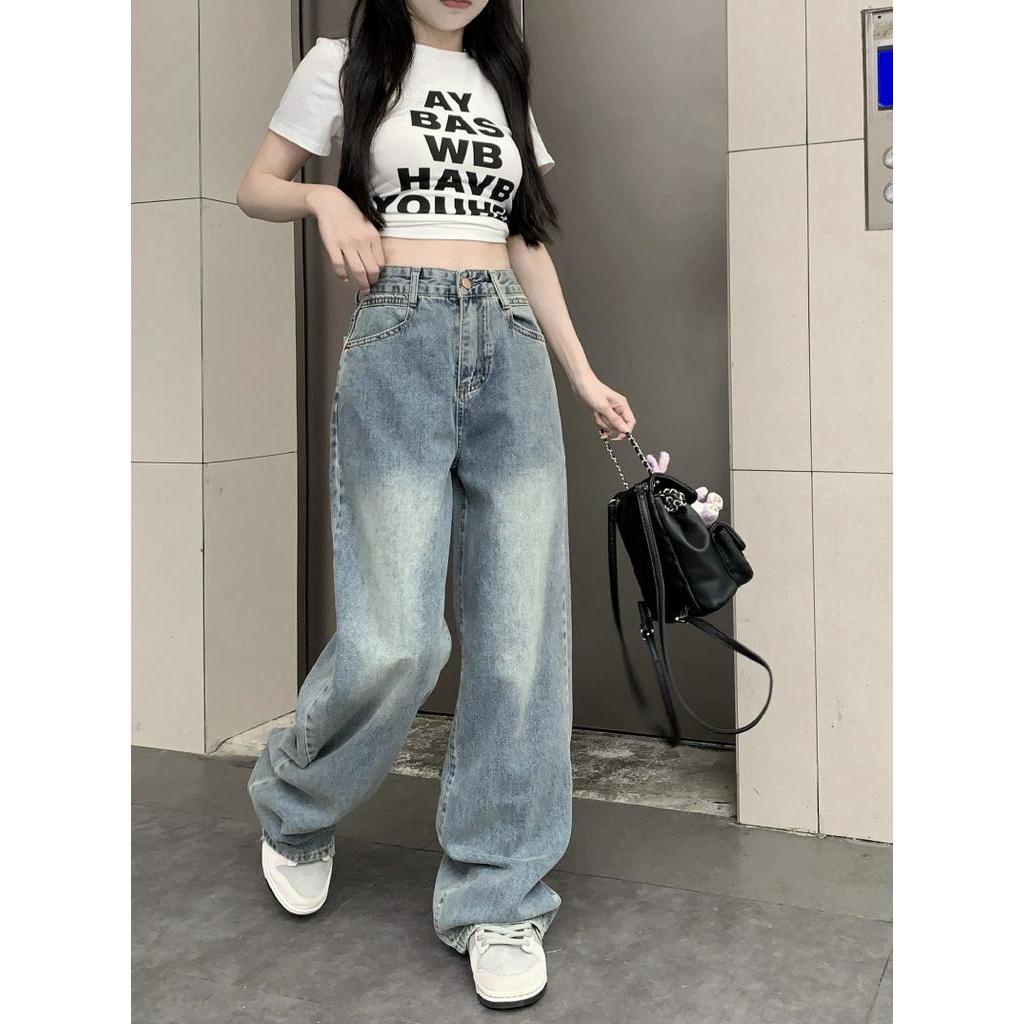 Quần Jeans Ống Rộng Lưng Cao Thời Trang Cá Tính 62973