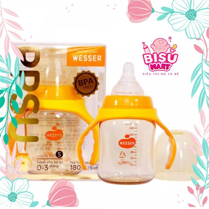 Bình sữa Wesser Cổ rộng PPSU 180ml - 260ml