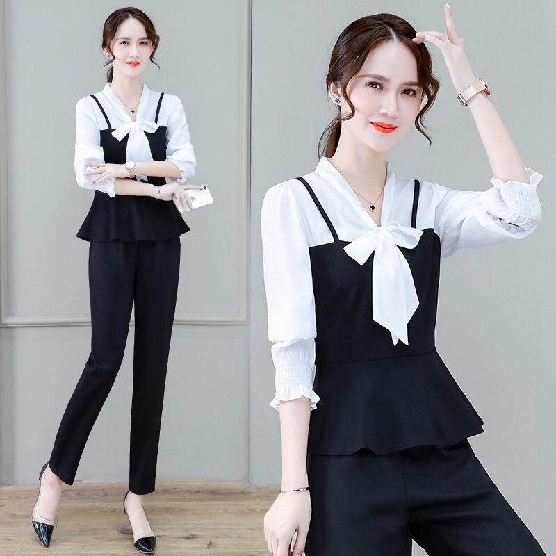 Áo sơ mi babydoll kiểu thắt nơ áo sơ mi nữ công sở HH061
