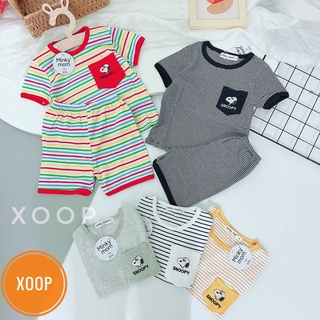 Xả ! Bộ cộc kẻ  xuất dư có túi thêu chó soopy cho bé (8-18kg) (SP002112 ) shop phúc yến