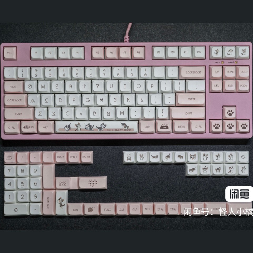 Keycap Chibi Cat XDA Thick PBT, keycap bàn phím cơ nhiều nút cân nhiều layout - Polabe Store