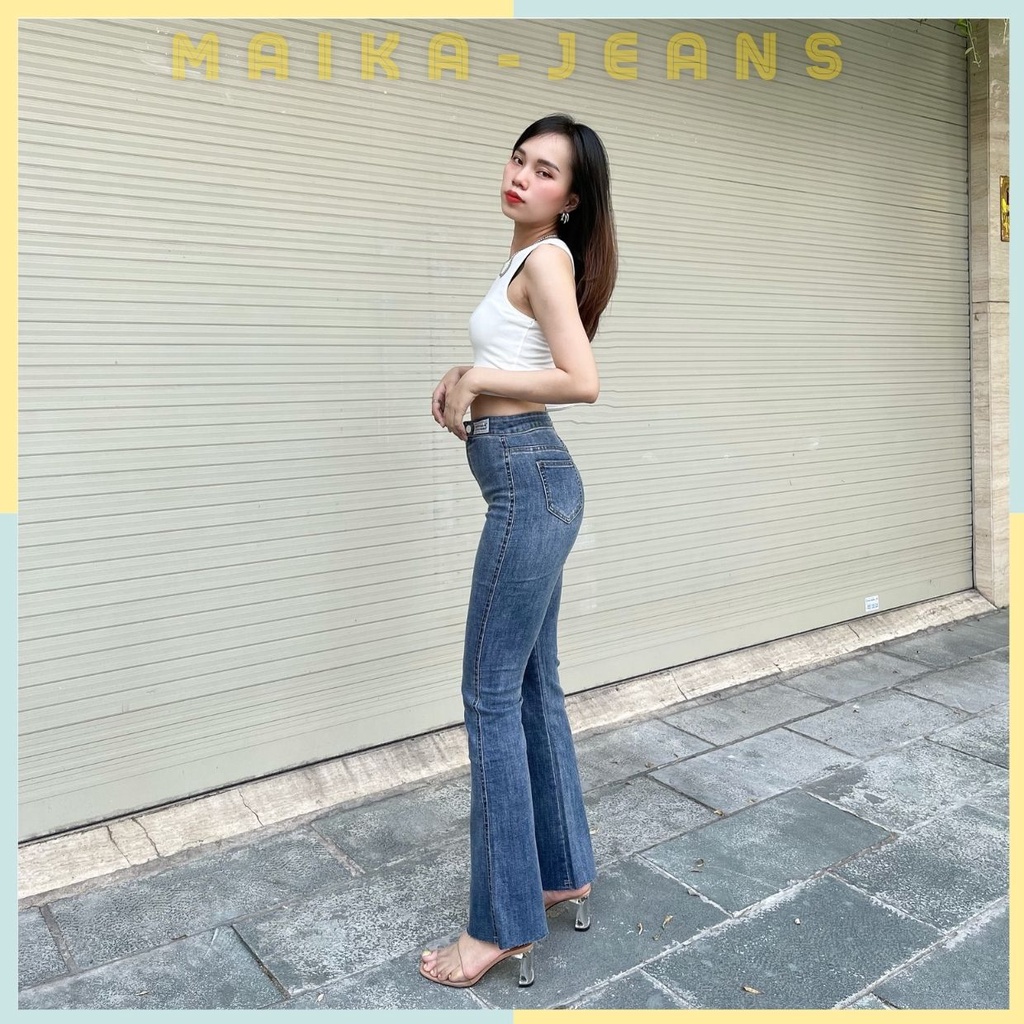 Quân Jean Loe Nữ Lưng Cao Cạp Trơn 2 màu Siêu Tôn Dáng Shop MaiKa Jeans