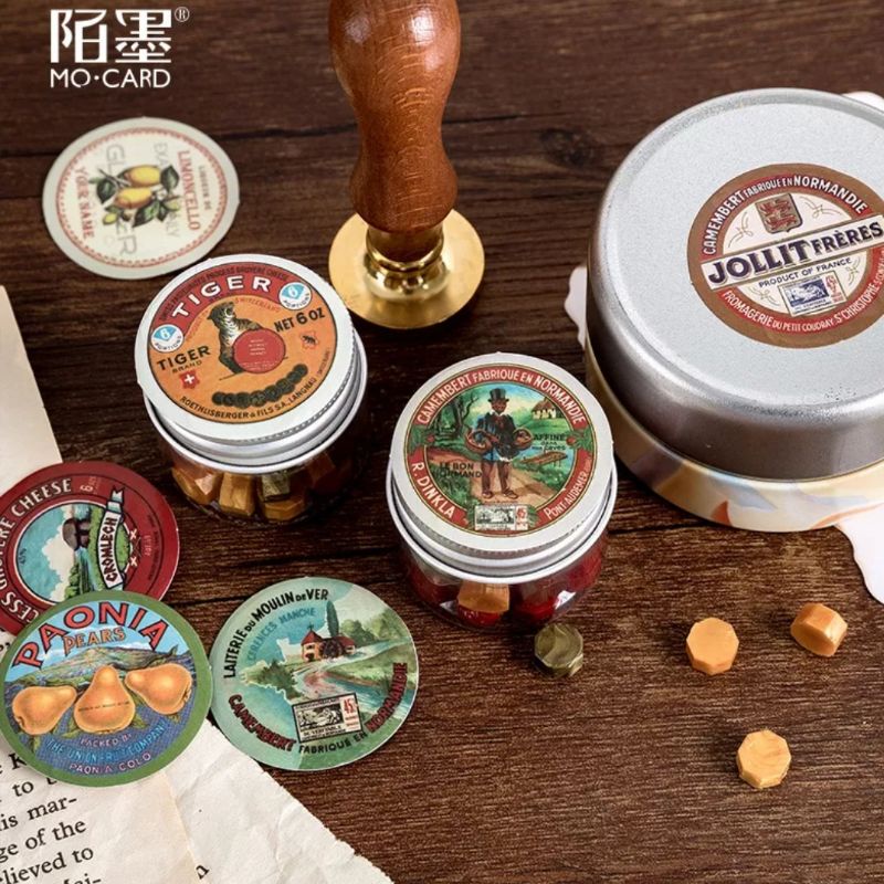 STICKER tem tròn Vintage hộp 45 miếng dán trang trí  sổ tay Bullet Journal, ốp lưng điện thoại -S07