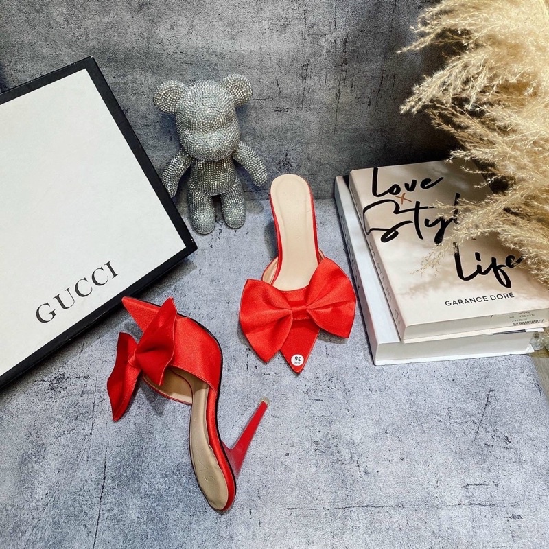 giày guốc nhọn bản nơ 9cm siêu xinh siêu hót