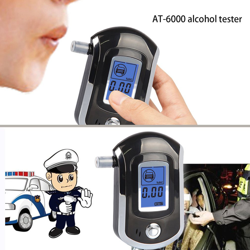 AT6000 Digital LCD Breath Alcohol Tester Meter Breathalyzer