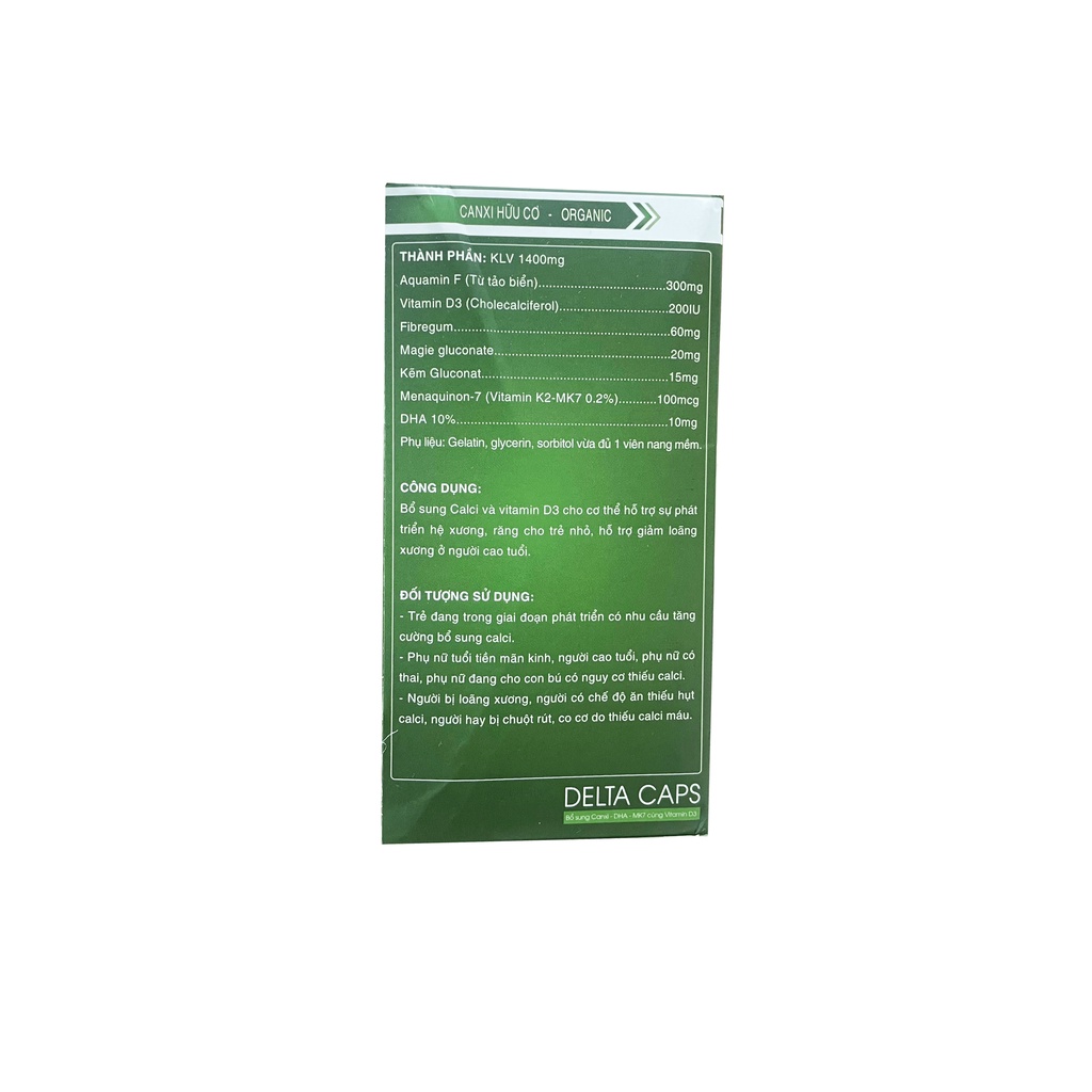 Viên Uống Bổ Sung Canxi và Vitamin D3 Hỗ Trợ Phát Triển Xương Răng Chắc Khỏe DELTA CAPS - Hộp 60 viên