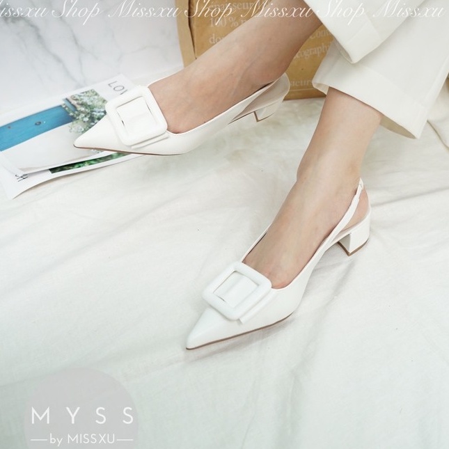 Giày nữ mũi nhọn cài khoen gót trụ 3cm thời trang MYSS - CG154
