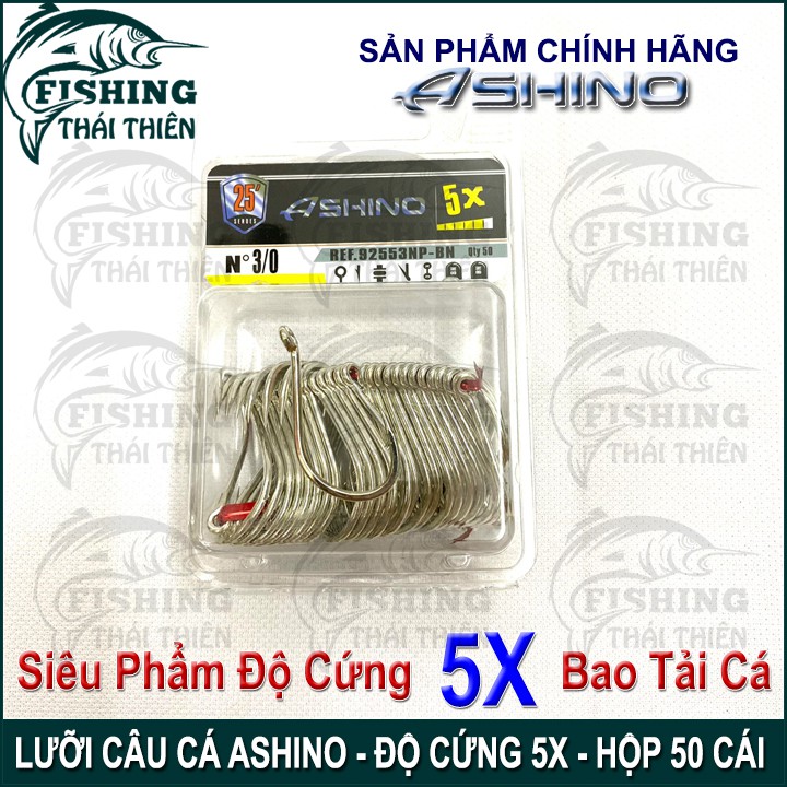 Lưỡi Câu Cá Ashino Thép Trắng Độ Cứng 5X Có Ngạnh Xỏ Lỗ Dùng Câu Sông Câu Biển Các Loại Cá Lớn, Câu Cá Tra Giải