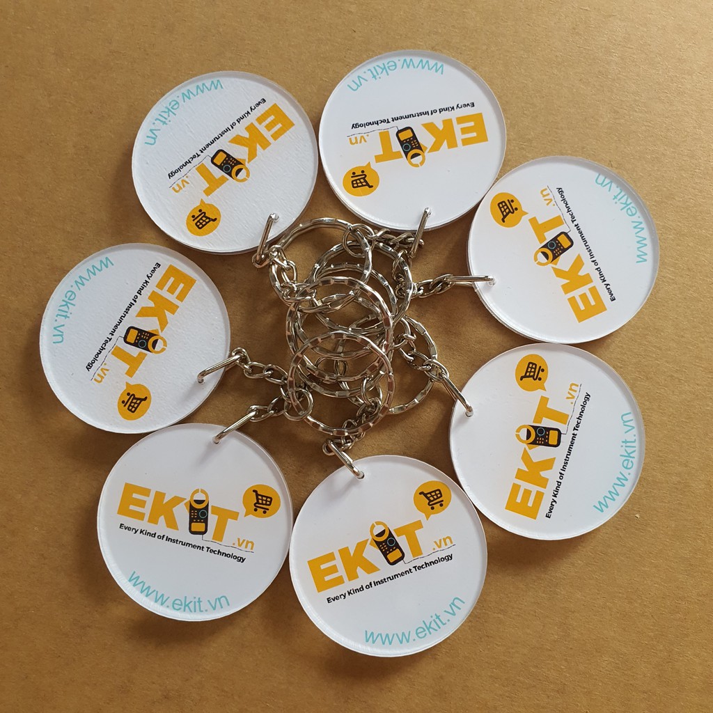 Móc khóa mica in hình , logo - lên file và in theo yêu cầu