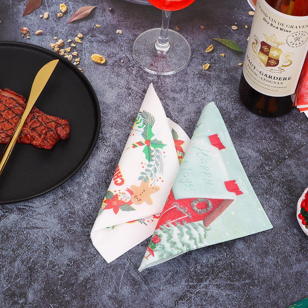 Set 20 Khăn Giấy Họa Tiết Giáng Sinh Bằng Bột Gỗ Trang Trí Nhà Cửa