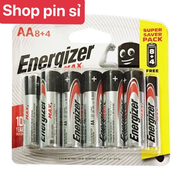 Pin Max 8+4 viên Energizer ( tiểu AA và đũa AAA)