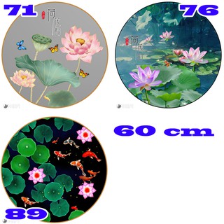 Tranh hình tròn treo tường hd vẻ đẹp hoa sen tron71-76-89 kt 60 x 60 cm phủ bóng laminate nhiều mẫu