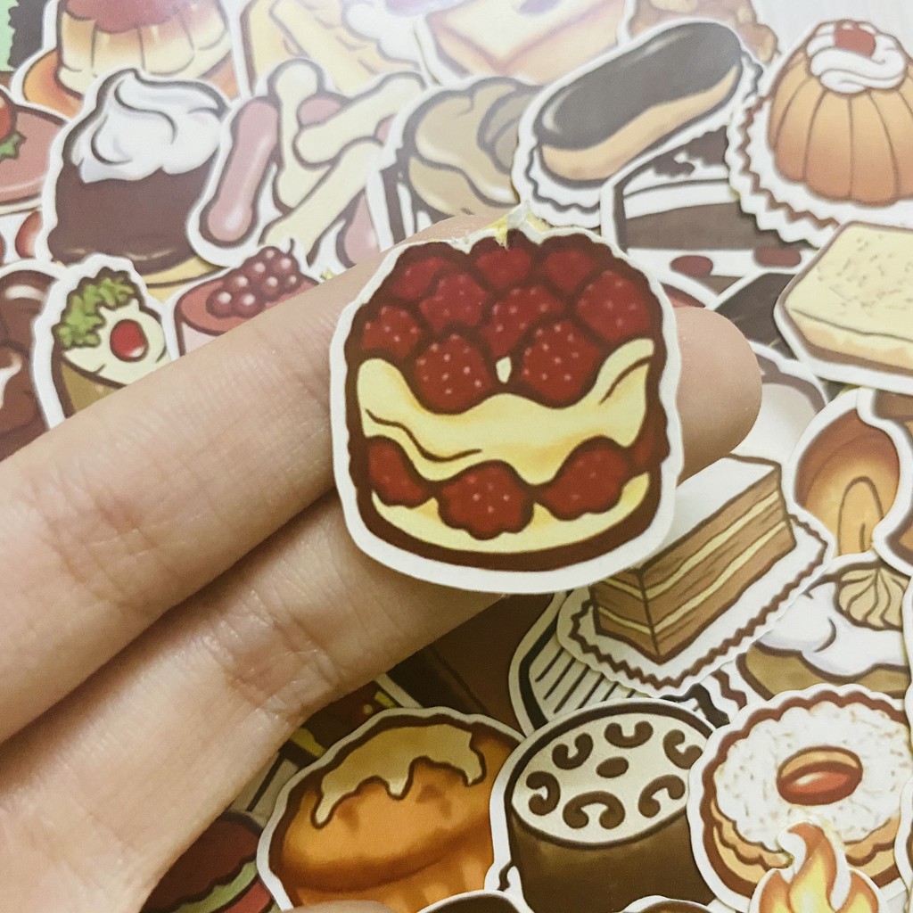 Sticker món ngọt, món tráng miệng dán trang trí laptop, máy tính bỏ túi, vali, điện thoại, đàn gh