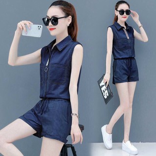 [TRỢ GIÁ] Set Bộ Denim Quần Short Áo Sát Nách
