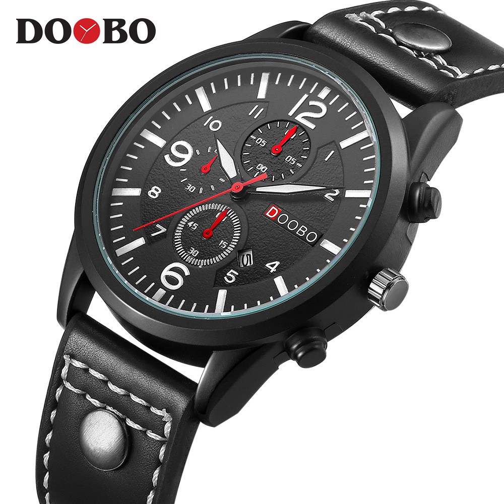 ĐỒng Hồ Nam Lịch Ngày DOOBO DO9866 JAPAN Dây Da Cao Cấp