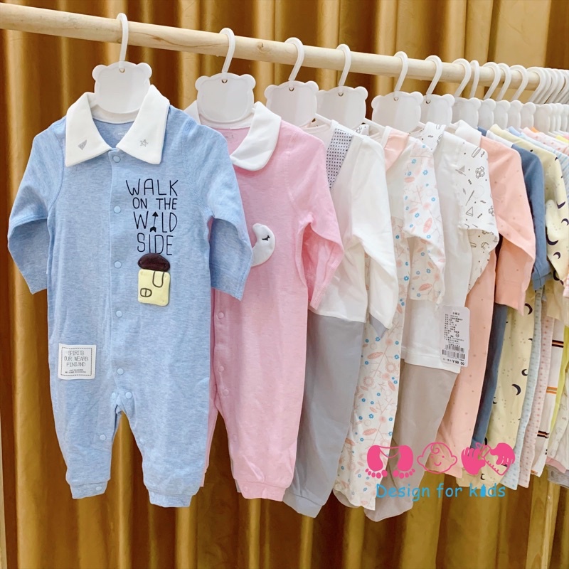 (Link 5) Sleepsuit bộ body dài tay có cổ hàng xuất dư hãng OMIDO cho bé trai và bé gái (Chọn mẫu)