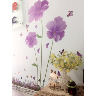 decal dán tường hoa tím