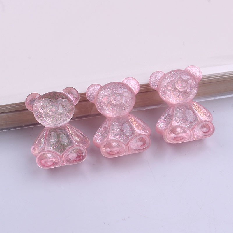 Set 10 Phụ Kiện Làm Bông Tai Hình Chú Gấu Đáng Yêu Bằng Nhựa Kích Thước 1.8x.1.1cm DIY