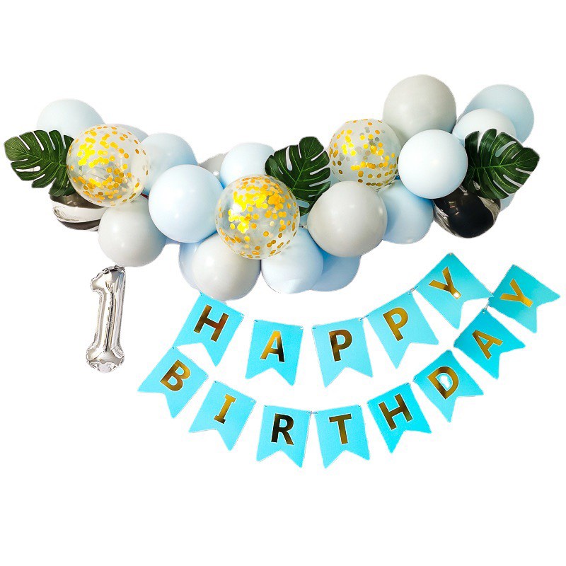 Set Bóng Trang Trí Sinh Nhật Hàn Quốc Đơn Giản HQ00 Tặng Kèm Đèn