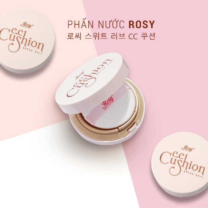 [CHÍNH HÃNG] Phấn nước CC Cushion Rosy mỏng mịn, che phủ tốt, dưỡng trắng da, chống nắng - Nhập khẩu Hàn Quốc