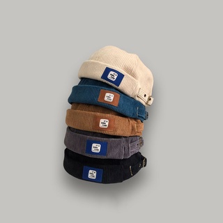 Nón beanie melon nhung gân đắp vá kiểu địa chủ Hàn Quốc