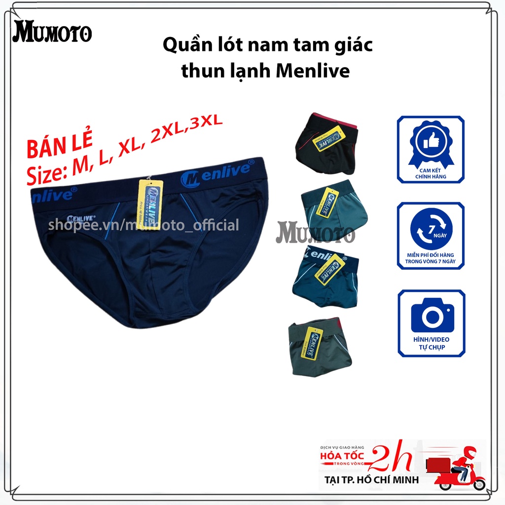 Quấn lót nam thun lạnh tam giác Menlive mềm mát không nhăn lưng to lên đến 90kg - MUMOTO