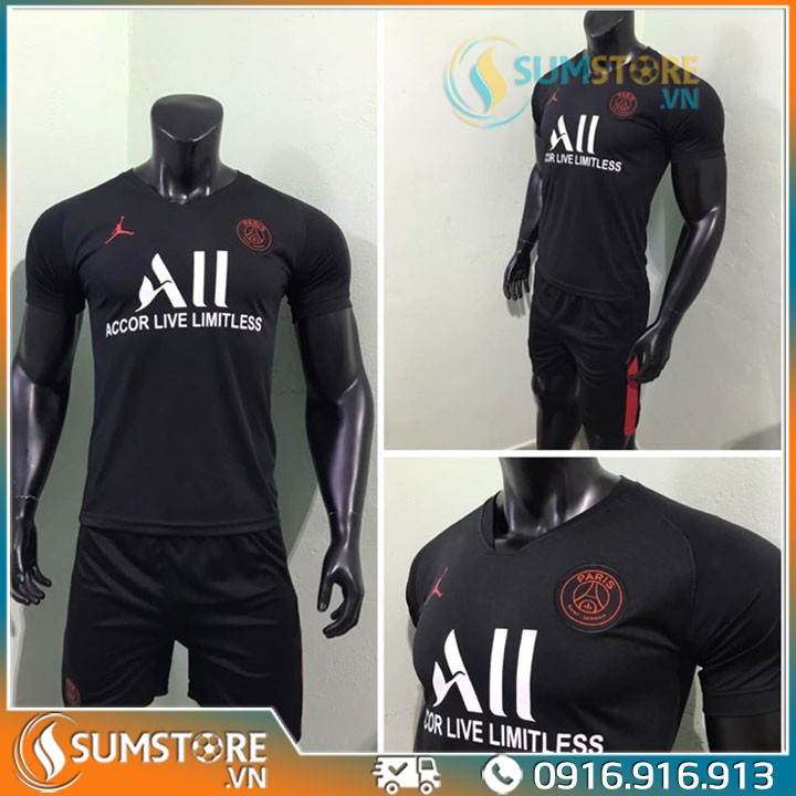 Bộ quần áo đá bóng CLB PSG Đen - Đồ đá banh 2020