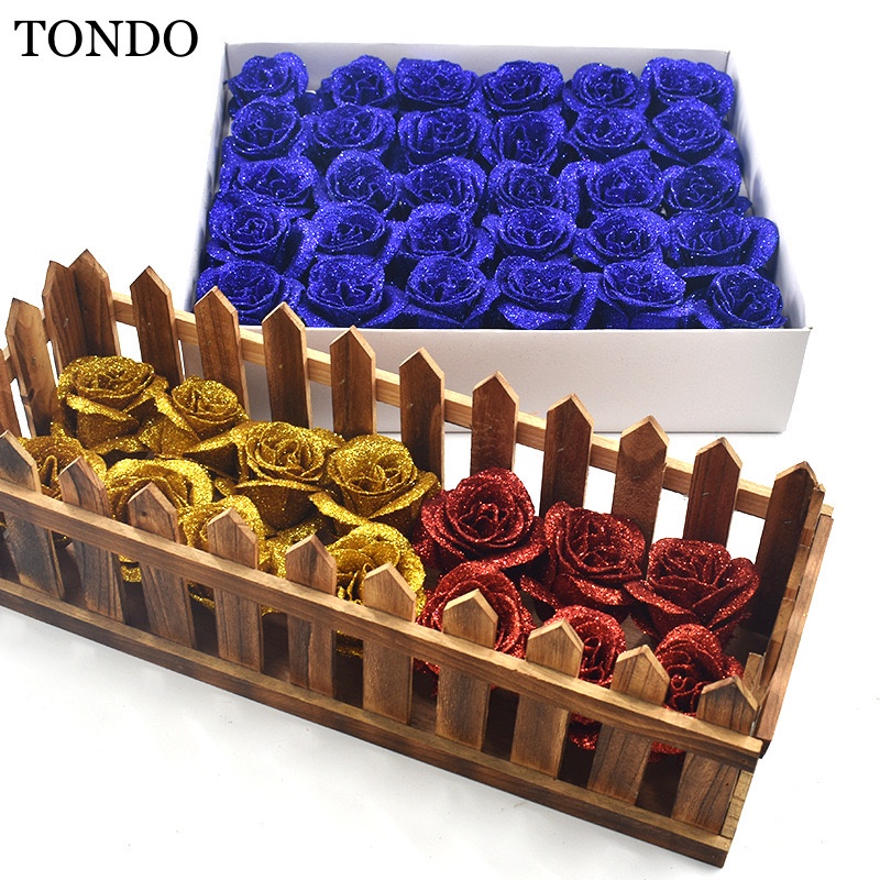 Hoa Hồng Sáp Nhũ Kim Tuyến Hộp 30 Bông