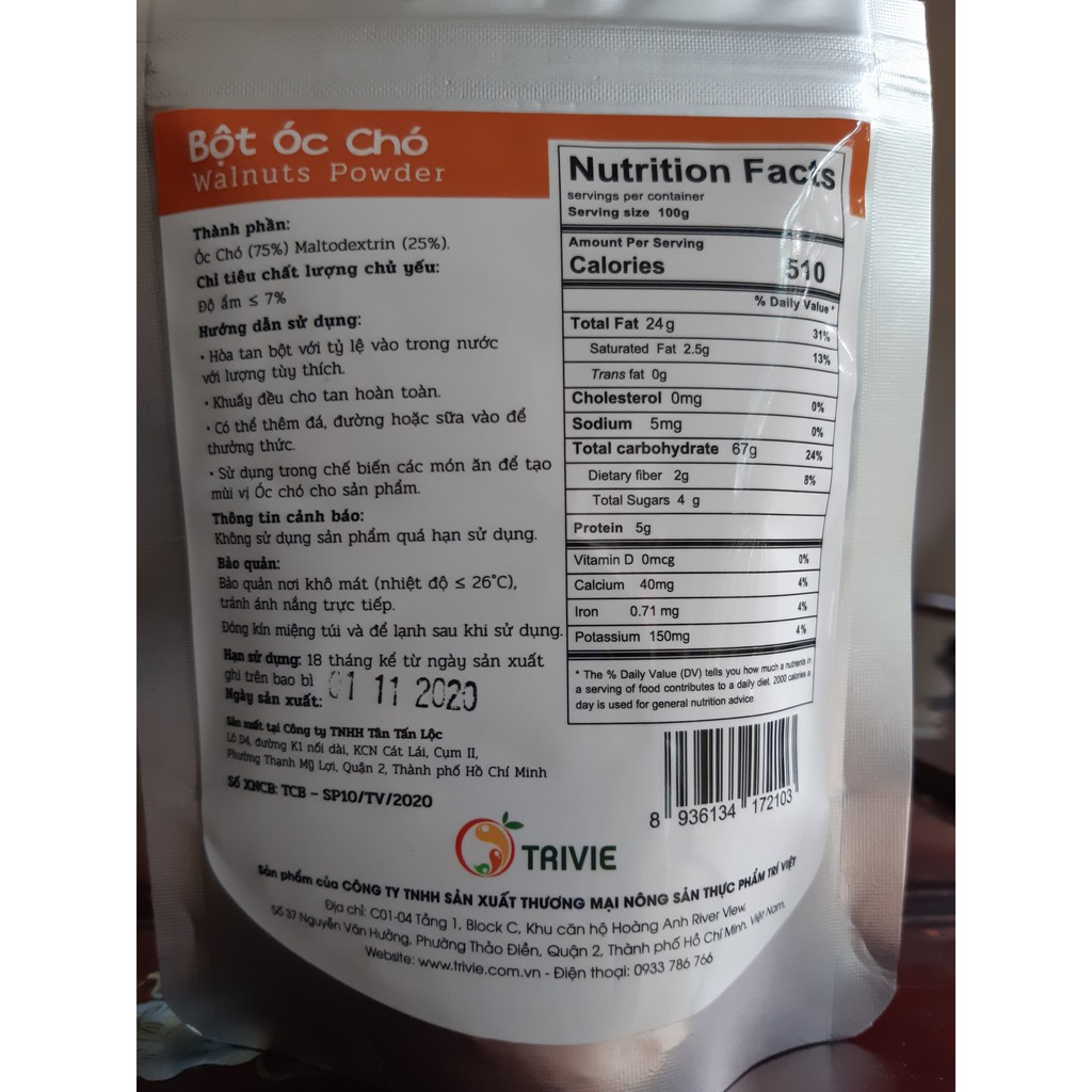 Bột óc chó Trivie