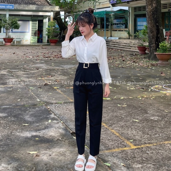 Quần tây nữ lưng cao , quần tây ống suông bagy đen nữ ,quần tây công sỡ nữ chất vải tuyết mưa cao cấp PLQ77