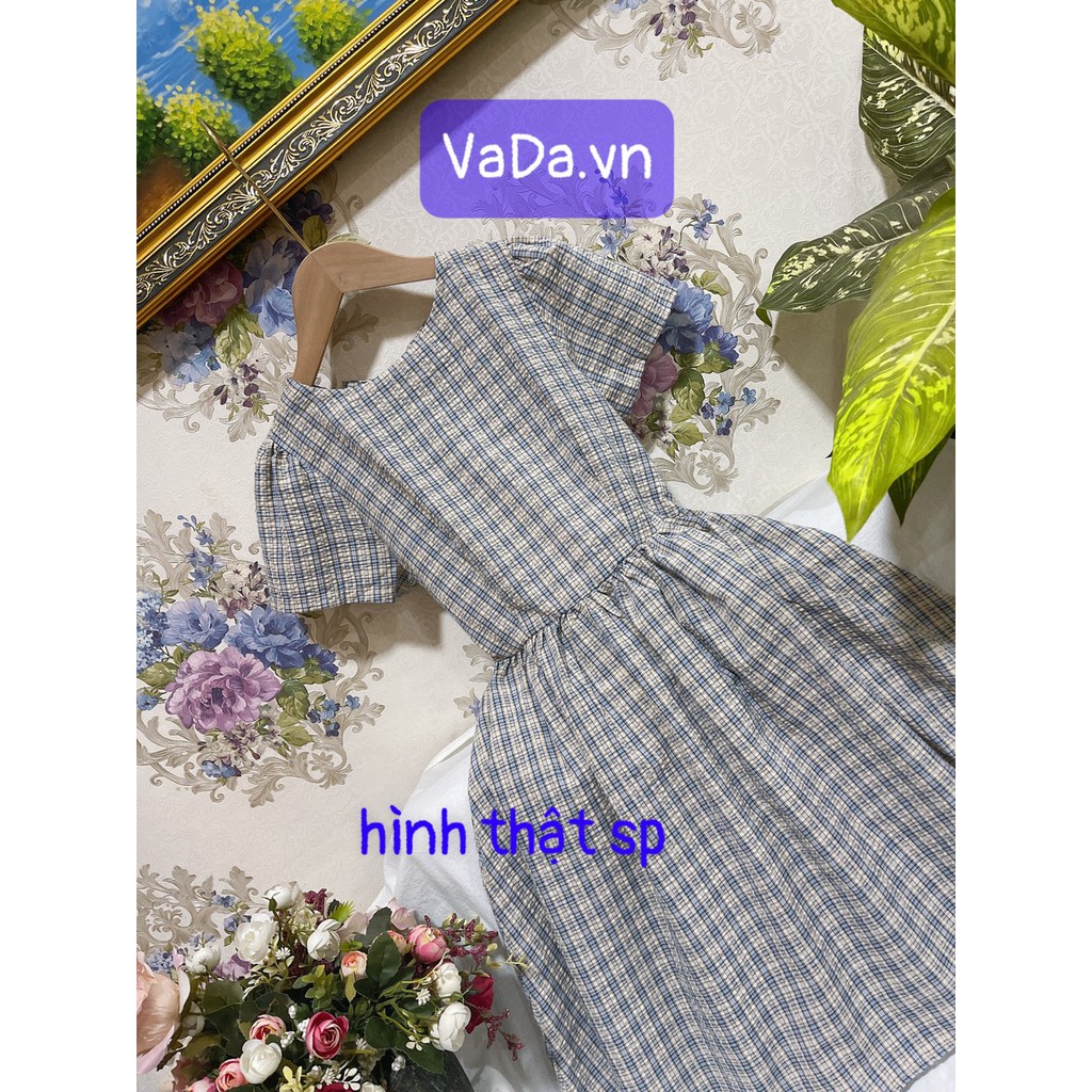 Đầm xòe caro , nơ sau kiểu tiểu thư xinh yêu dễ thương, dự tiệc cưới đi chơi , dạo phố Thời Trang VADA - Đ125 | BigBuy360 - bigbuy360.vn