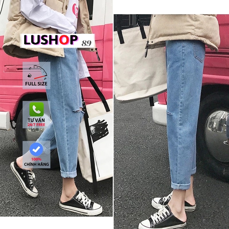 Quần jean baggy nữ quần bò nữ quần jeans nữ lưng cao cạp cao quần nữ đẹp 3 size S M L hot Lushop89 QT10 | BigBuy360 - bigbuy360.vn