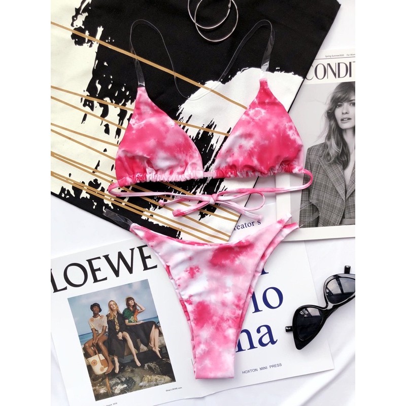 [BKN776] &lt;ÂU&gt; SET BIKINI LOANG QUAI TRONG TÍM/HỒNG QUẦN THONG/LỌT KHE