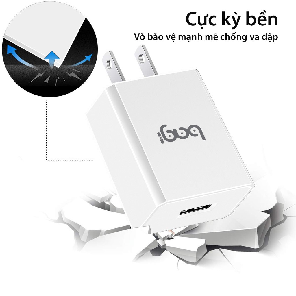 [BAGI] Củ sạc nhanh Bagi 5V-2A chuẩn CE châu âu CE-M52n sạc nhanh cho smartphone