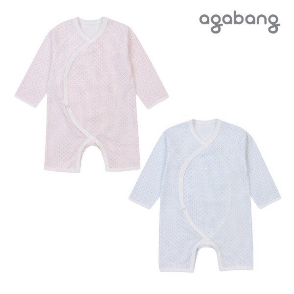 Body dài tay cài lệch Agabang chấm bi nhí hồng Nga Fish N8H2