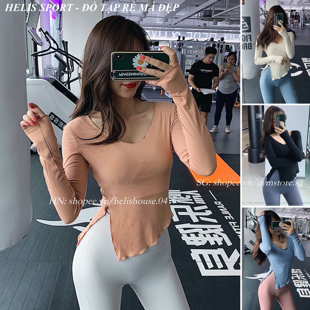 Áo Thun Tập Gym Áo Dài Tay Thể Thao Nữ Tập Yoga Zumba Đồ Tập Rẻ Đẹp GYMSTORE 329