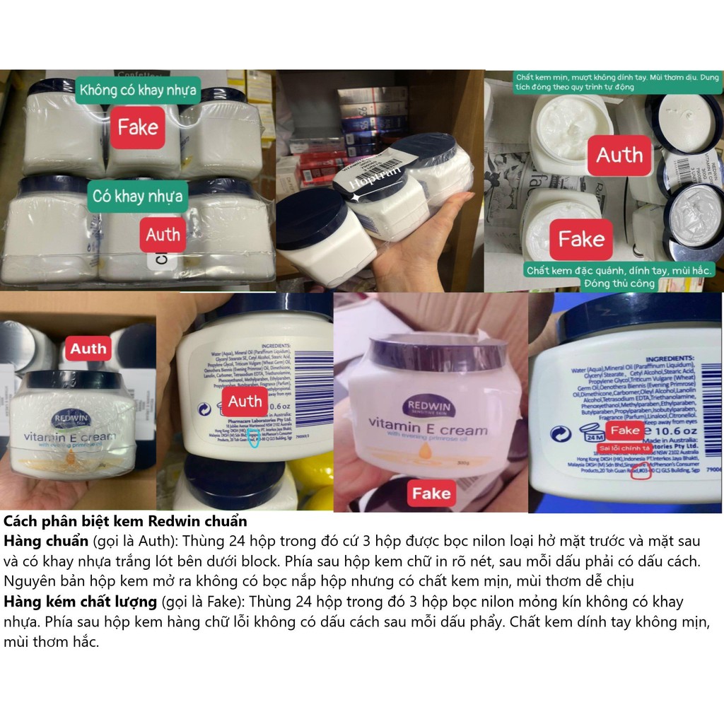 Kem dưỡng da vitamin E và tinh dầu hoa anh thảo Redwin, Úc