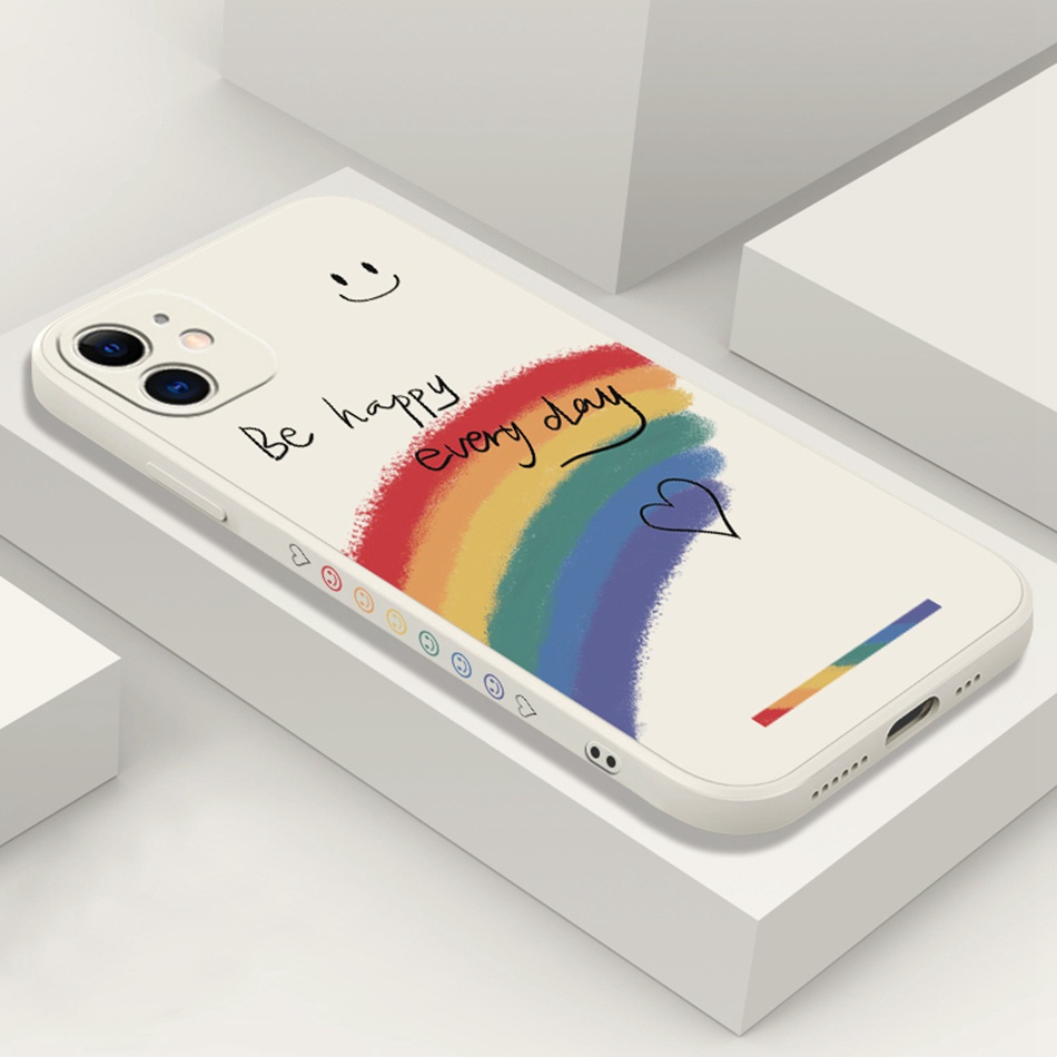 Ốp điện thoại silicon in hình cầu vồng thích hợp cho iPhone 13 11 12 Pro Max Mini 6 6