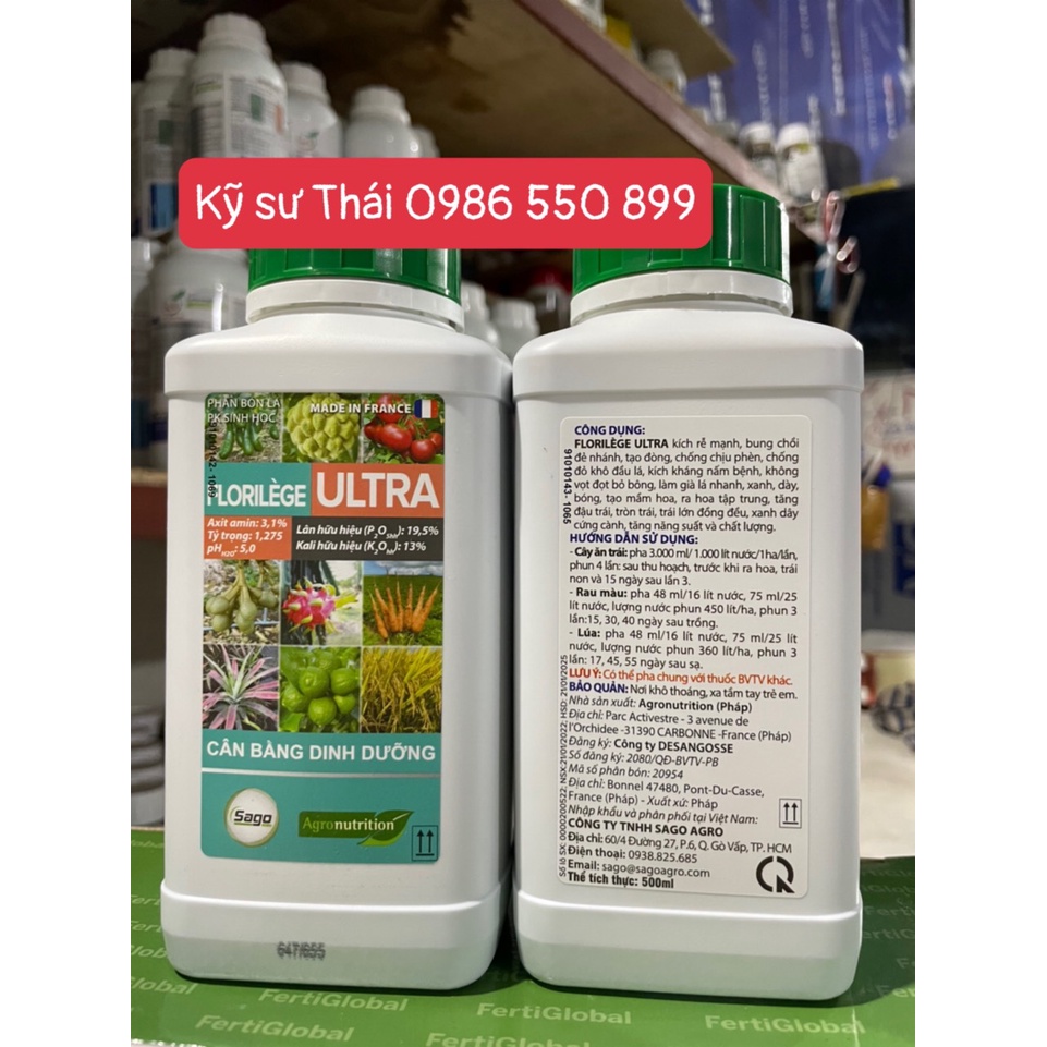 Phân Bón Lá Sinh Học FLORILEGE ULTRA LÂN KALI HỮU HIỆU Nhập Nguyên Chai Từ Pháp