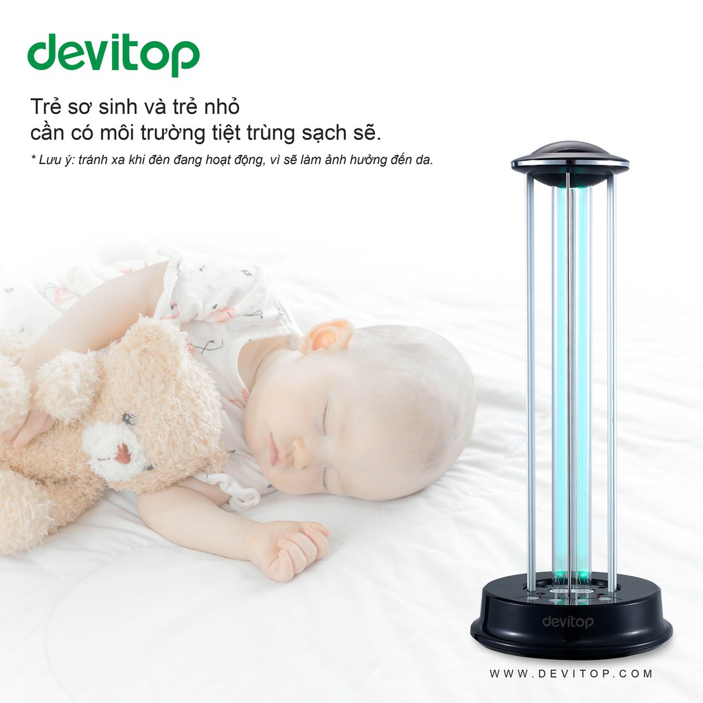 Đèn diệt khuẩn tia cực tím Devitop UVC 36W có Remote tiện lợi (Mẫu mới 2021)