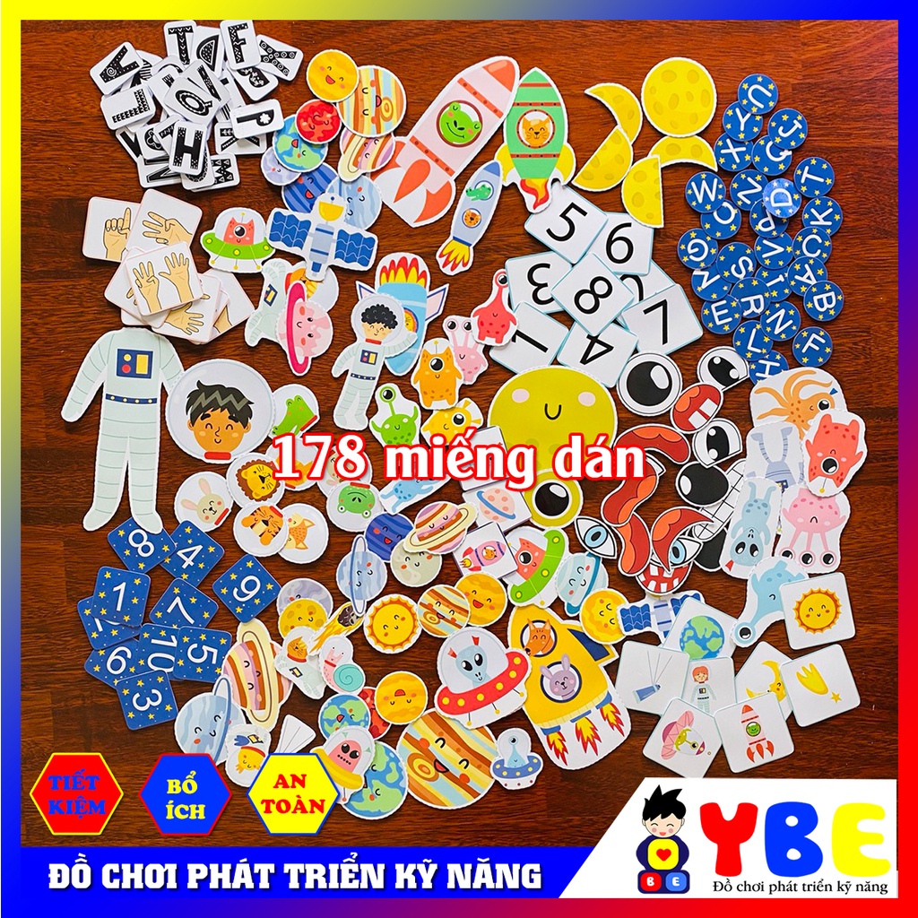Đồ chơi học liệu bóc dán Montessori không gian vũ trụ Space busy book vừa chơi vừa học giúp bé phát triển kỹ năng