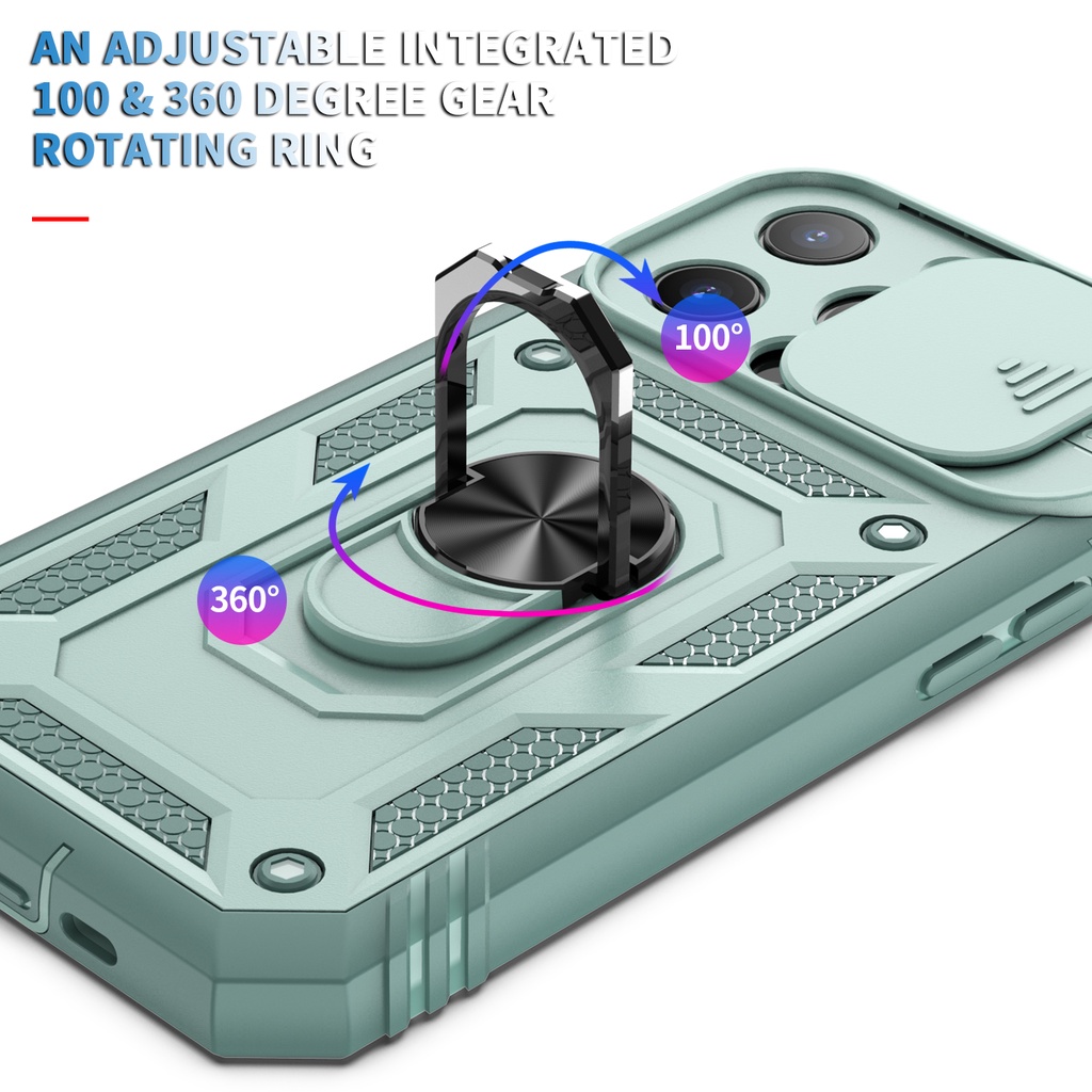 Ốp điện thoại có nhẫn đỡ kim loại tấm trượt lens thích hợp cho iPhone X XR XS Max 6 6s 7 8 Plus 11