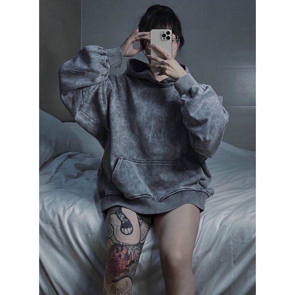 Áo hoodie loang xám