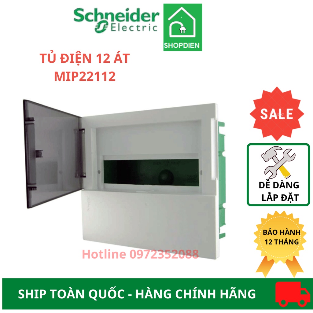 Tủ điện nhựa âm tường của Schneider 6 át, 8 át, 12 át cửa trắng/cửa mờ