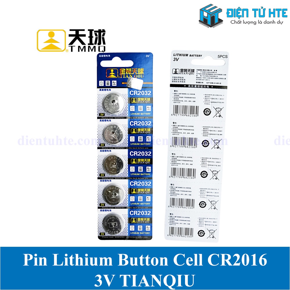 Pin Lithium Cell TIANQIU CR2016 2016 3V (Trong vỉ)